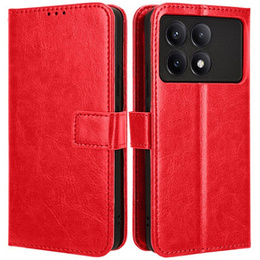 Klopové pouzdro pro Xiaomi Poco F6 Pro, Crazy Horse Wallet, červené