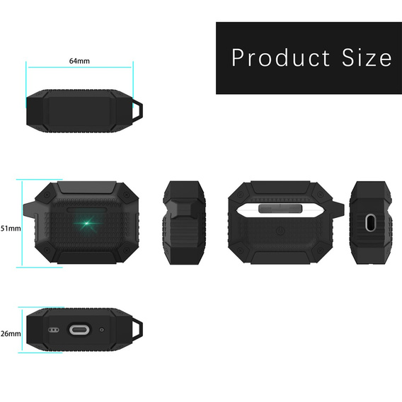 Pancéřované pouzdro na sluchátka s karabinou pro Apple AirPods Pro 3