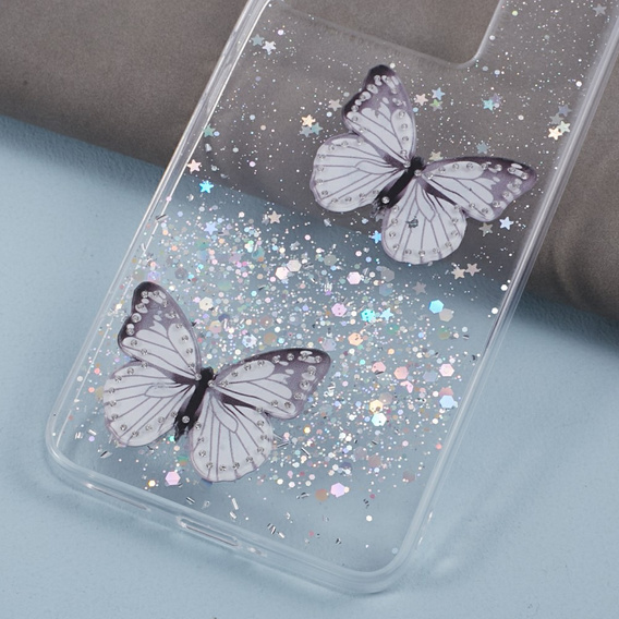 Pouzdro pro Xiaomi 13T / 13T Pro / Redmi K60 Ultra, Glitter Butterfly, bílé