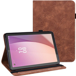 Pouzdro s klopou pro Lenovo Tab M9, flower, hnědé