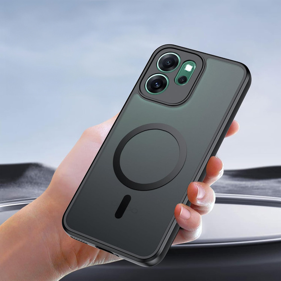 Matné pouzdro pro Oppo Reno 14, pro MagSafe, průsvitné černé