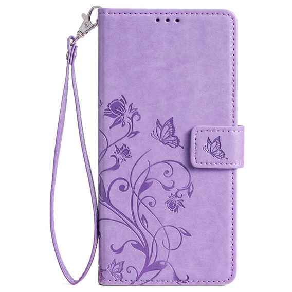 Klopové pouzdro pro Motorola Moto E14, Butterfly, fialové