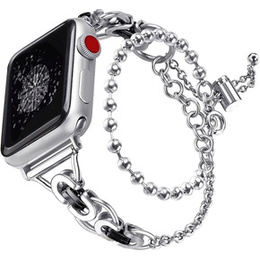 Dámský náramek pro Apple Watch 1/2/3/4/5/6/7/8/9/SE 38/40/41 mm, stříbrná / černá