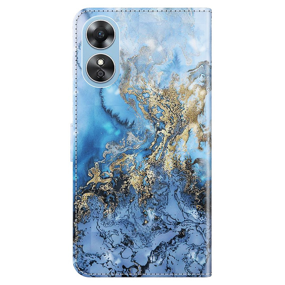 Klopové pouzdro pro Oppo A17, Wallet, Marble modré