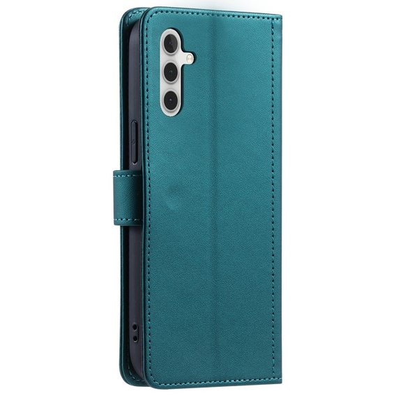 Pouzdro s klopou pro Samsung Galaxy A55 5G, Rhombus Crossbody Leather, tmavě zelené