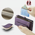 Pouzdro CASEME pro Samsung Galaxy A56 5G, RFID Leather Wallet, s popruhem přes rameno, fialové