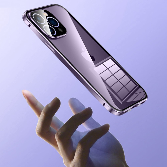 Pouzdro pro iPhone 14 Pro, Magnetic Dual Glass, fialové