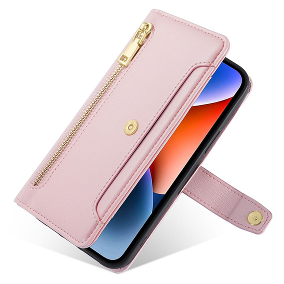 Klopové pouzdro pro Realme 11 Pro 5G / Pro+ 5G, Wallet Zipper Pocket, růžové