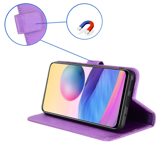 Klopové pouzdro pro Xiaomi Redmi A3, Wallet Smart Magnet, fialové