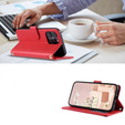 Pouzdro s klopou pro iPhone 16 Pro Max, Rhombus Crossbody Leather, červené