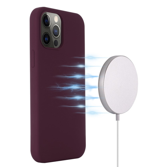 Pouzdro pro iPhone 13 Pro, Silicone MagSafe, kaštanové