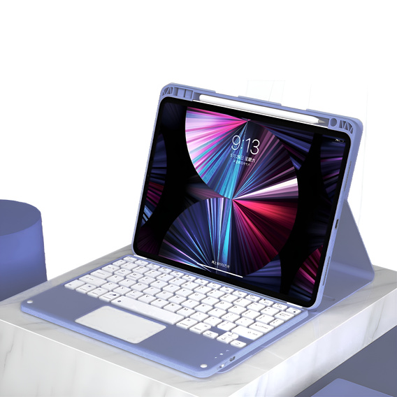 Pouzdro + klávesnice iPad 10.2 2021 / 2020 / 2019 / Air 10.5 2019, Leather Pen Slot TouchPad, fialové