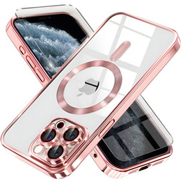 Pouzdro pro iPhone 11 Pro, Electro MagSafe, růžové + sklo na displej