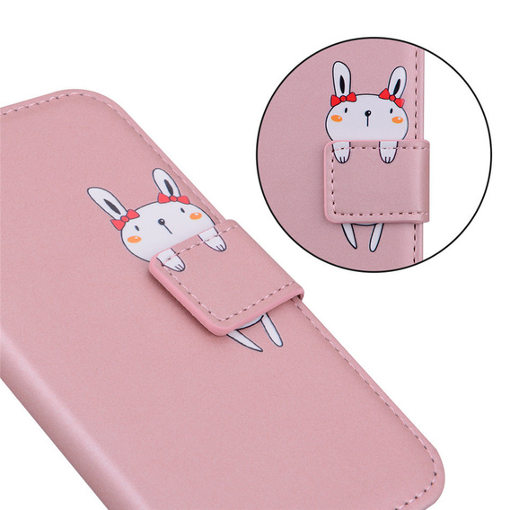 Klopové pouzdro pro Motorola Moto G22, Wallet Bunny, růžové