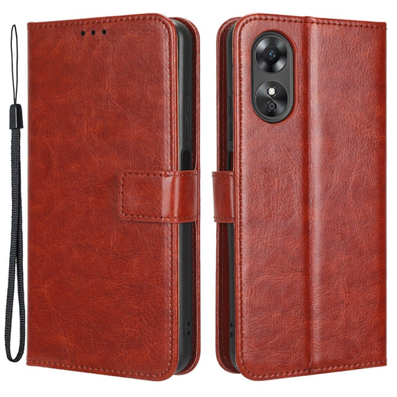 Klopové pouzdro pro Oppo A17, Crazy Horse Wallet, hnědé