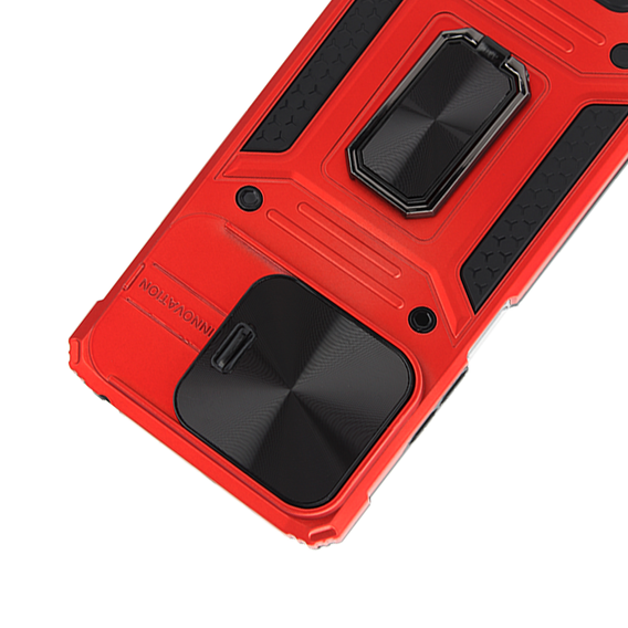 Pancéřové pouzdro pro Xiaomi Redmi Note 13 5G, CamShield Slide, červené + tvrzené sklo 9H