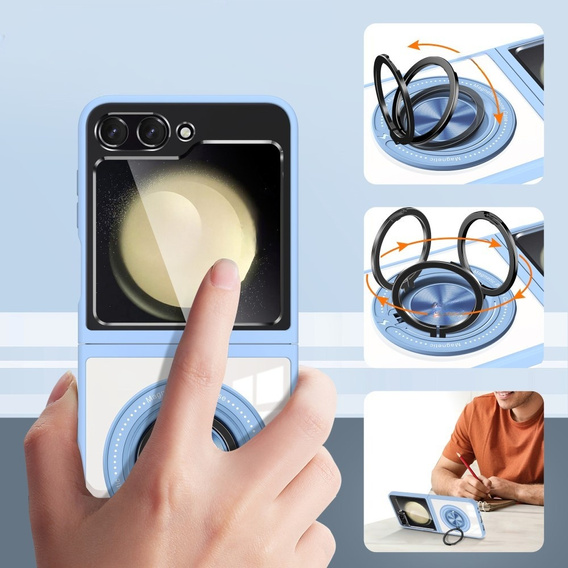 Pouzdro pro Samsung Galaxy Z Flip7 FE / Z Flip6, Corners Dropproof, pro MagSafe, transparentní / modré