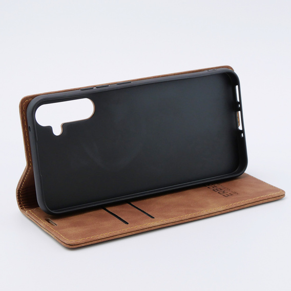 Pouzdro pro Samsung Galaxy A34 5G, ERBORD Vintage peněženka s klopou, hnědé