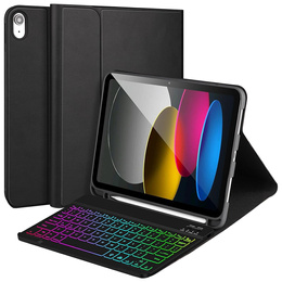 Pouzdro s podsvícenou bluetooth klávesnicí pro iPad 10.9 2022 (10 gen.), černé