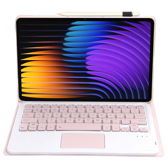 Pouzdro s klávesnicí pro Xiaomi Pad 7 / 7 Pro, TouchPad, růžové