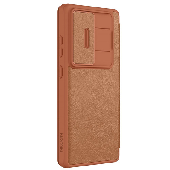Flipové pouzdro NILLKIN pro Samsung Galaxy S25 Ultra, CamShield Qin Pro, kůže, hnědé