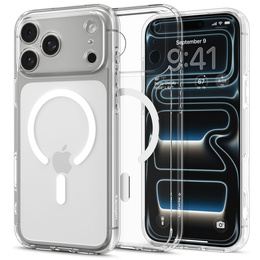 Spigen Ultra Hybrid MagSafe pouzdro pro iPhone 17 Pro, čiré / bílé