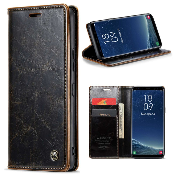 CASEME flipové pouzdro pro Samsung Galaxy S8+ Plus, Waxy Textured, káva