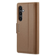Pouzdro pro Samsung Galaxy A55, ERBORD Glossy Litchi, flipová peněženka, hnědé