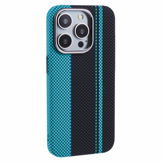 Pouzdro pro iPhone 13 Pro Max, Carbon Fiber MagSafe, černá / modrá