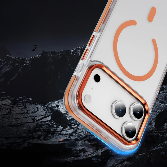 Pancéřové pouzdro MagSafe čiré s oranžovými boky pro iPhone 17 Pro