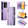 Klopové pouzdro pro Oppo Reno 13 5G, Wallet Zipper Pocket, fialové