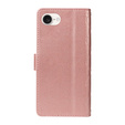 Pouzdro s klopou pro iPhone 16E, Rhombus Crossbody Leather, růžové rose gold