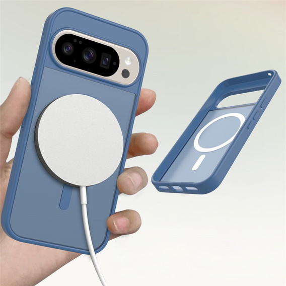 Matné pouzdro pro Google Pixel 10 / 10 Pro, pro MagSafe, průsvitné modré
