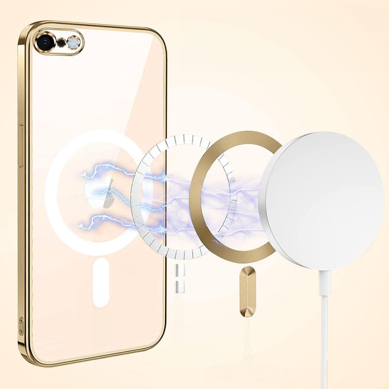 Pouzdro pro iPhone 7 Plus / 8 Plus, Electro MagSafe, zlaté + sklo na displej