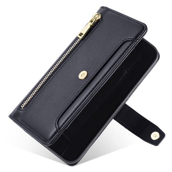 Klopové pouzdro pro Oppo Reno 11F 5G, Wallet Zipper Pocket, černé