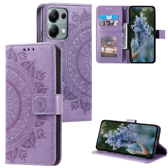 Klopové pouzdro pro Xiaomi Redmi Note 13 Pro 4G / Xiaomi Redmi Note 14S / Xiaomi Poco M6 Pro 4G, Mandala, fialové