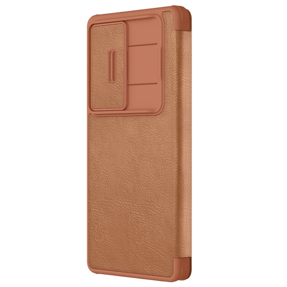Flipové pouzdro NILLKIN pro Samsung Galaxy S25 Ultra, CamShield Qin Pro, kůže, hnědé