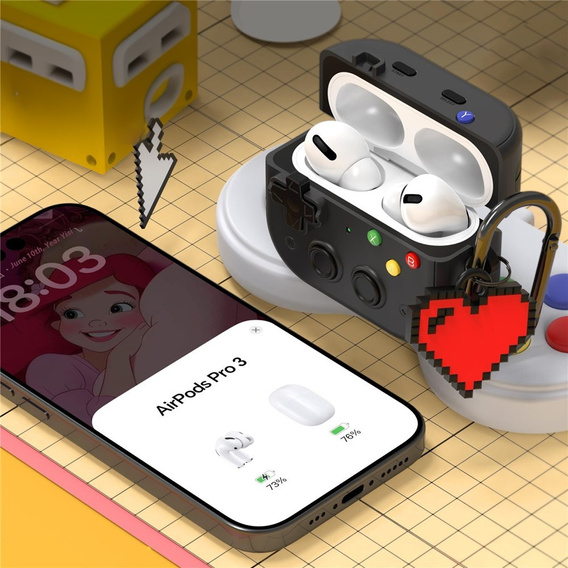 Retro pouzdro na konzoli se srdíčkem pro AirPods Pro 3