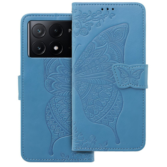 Klopové pouzdro pro Xiaomi Poco F6 Pro, Butterfly, modré