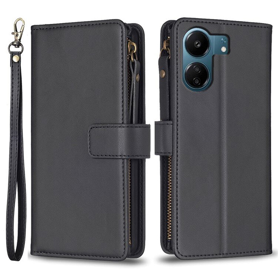 Klopové pouzdro pro Xiaomi Redmi 13C / Poco C65, Wallet Zipper Pocket, černé