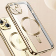 Pouzdro pro iPhone 14 Plus, Electro MagSafe, zlaté + sklo na displej