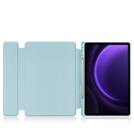 Pouzdro s klávesnicí pro Samsung Galaxy Tab S9 FE+ Plus, Rotary 360° Leather, světle modré