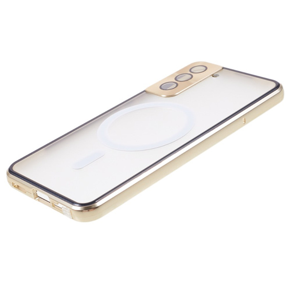 Magnetické pouzdro Dual Glass MagSafe pro Samsung Galaxy S22, zlaté