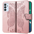 Klopové pouzdro pro Samsung Galaxy M23 5G / M13, Butterfly, růžové rose gold