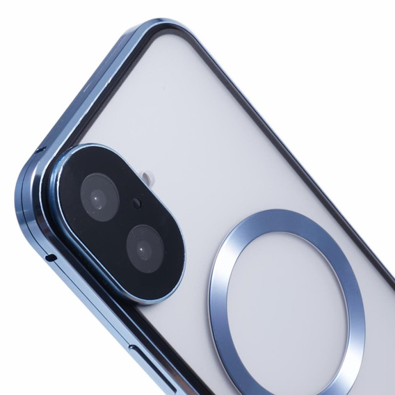Magnetické pouzdro Dual Glass MagSafe pro iPhone 16, modré