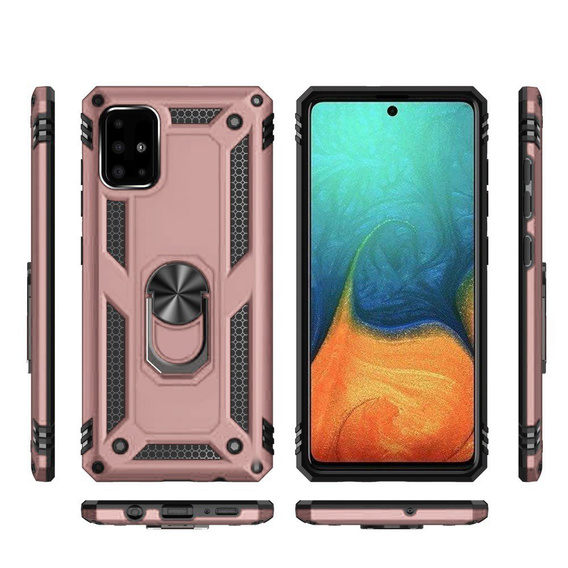 Pancéřové pouzdro pro Samsung Galaxy A51, Nox Case Ring, růžové rose gold