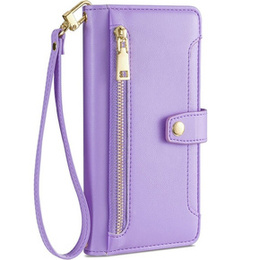 Klopové pouzdro pro Motorola Moto G73 5G, Wallet Zipper Pocket, fialové