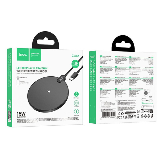 Indukční nabíječka s LED displejem 15 W