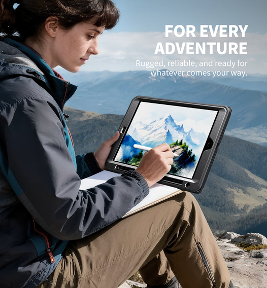 Pouzdro Dexnor 360° s páskem a držákem na stylus pro iPad 10,2" 2021/2020/2019 (9/8/7 gen.)