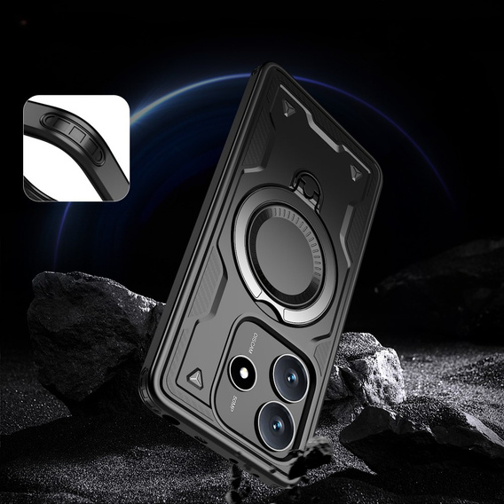 Pouzdro pro Xiaomi Redmi Note 14 5G, Military MagSafe, černé + 9H sklo